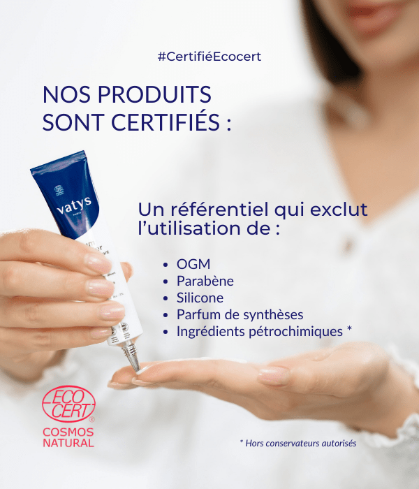 Ingrédients sérum hydratant naturel peaux sensibles réactives - Vatys Paris